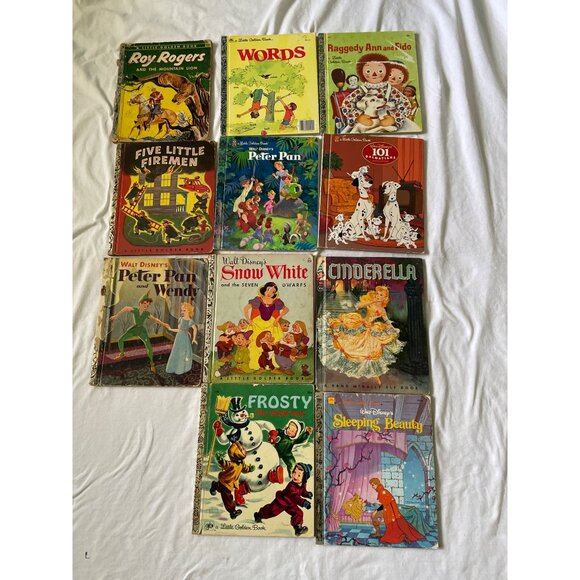 Vintage Little Golden Books Set Of 10 Including Frosty Peter Pan Sleeping Beauty - Picture 1 of 16